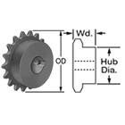 Steel Roller Chain Sprocket for #35 Pitch Chain - 45 Teeth