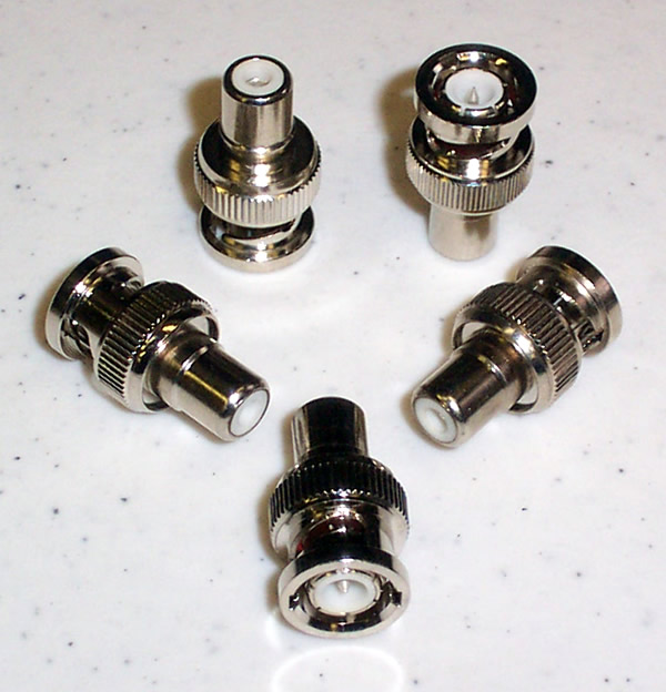 BNC(M) to RCA(F) adapters - Set of 5