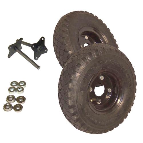 ATR Heavy Duty Wheel and Shaft Set Pair - 10 inch pneumatic