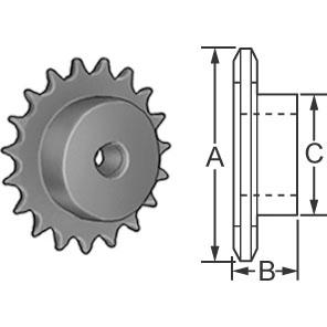 Steel Roller Chain Sprocket for #25 Pitch Chain - 13 Teeth