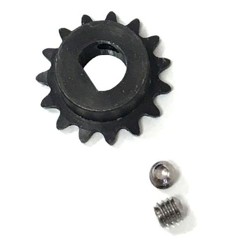 Steel D-Shaft Sprocket for #25 Pitch Chain - 15 Teeth