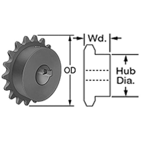 Steel Roller Chain Sprocket for #35 Pitch Chain - 12 Teeth