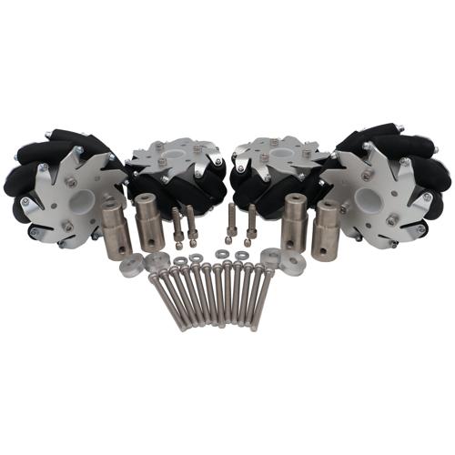 4 Inch Mecanum Wheel and Shaft Set - Flush Mount