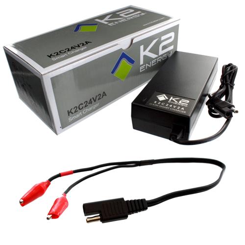 Smart Charger for 24V LiFePO4 Battery Packs, 2A