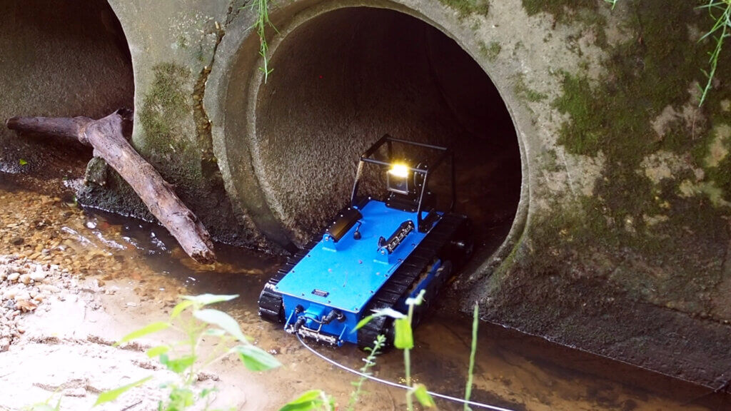 Image of Inspection Robot Entering Pipeline