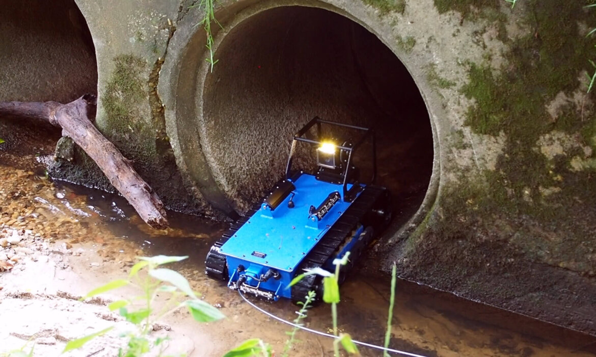 Image of Inspection Robot Entering Pipeline