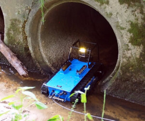 Image of Inspection Robot Entering Pipeline